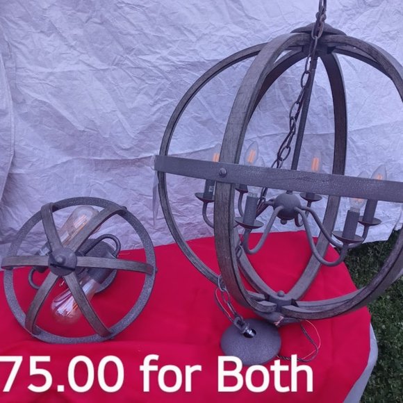 IRON CHANDELIER & MOUNT 2LT FLUSH